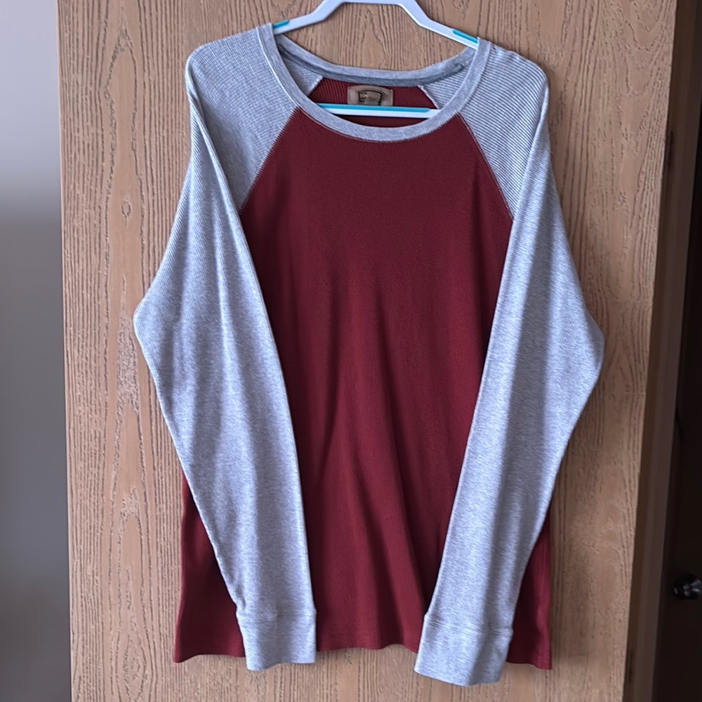 The Foundry Supply Co. Men's Burgundy and Light Gray Crewneck Sweater